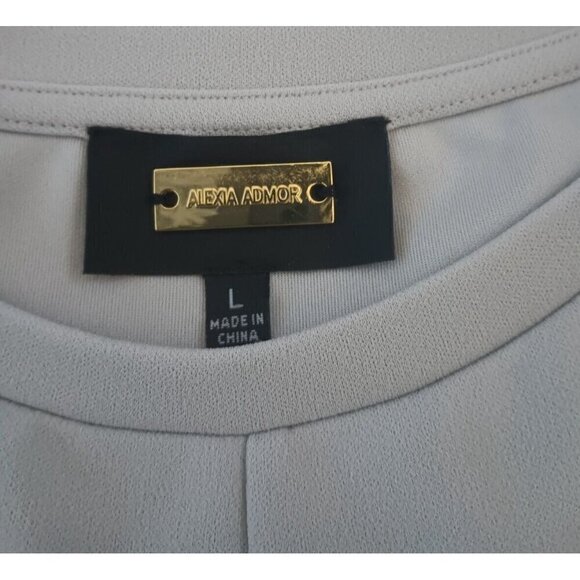 Alexia Admor Ricki Midi Dress Size L Gray Tie Dolman Sleeve Side Slits Scuba - Picture 12 of 16